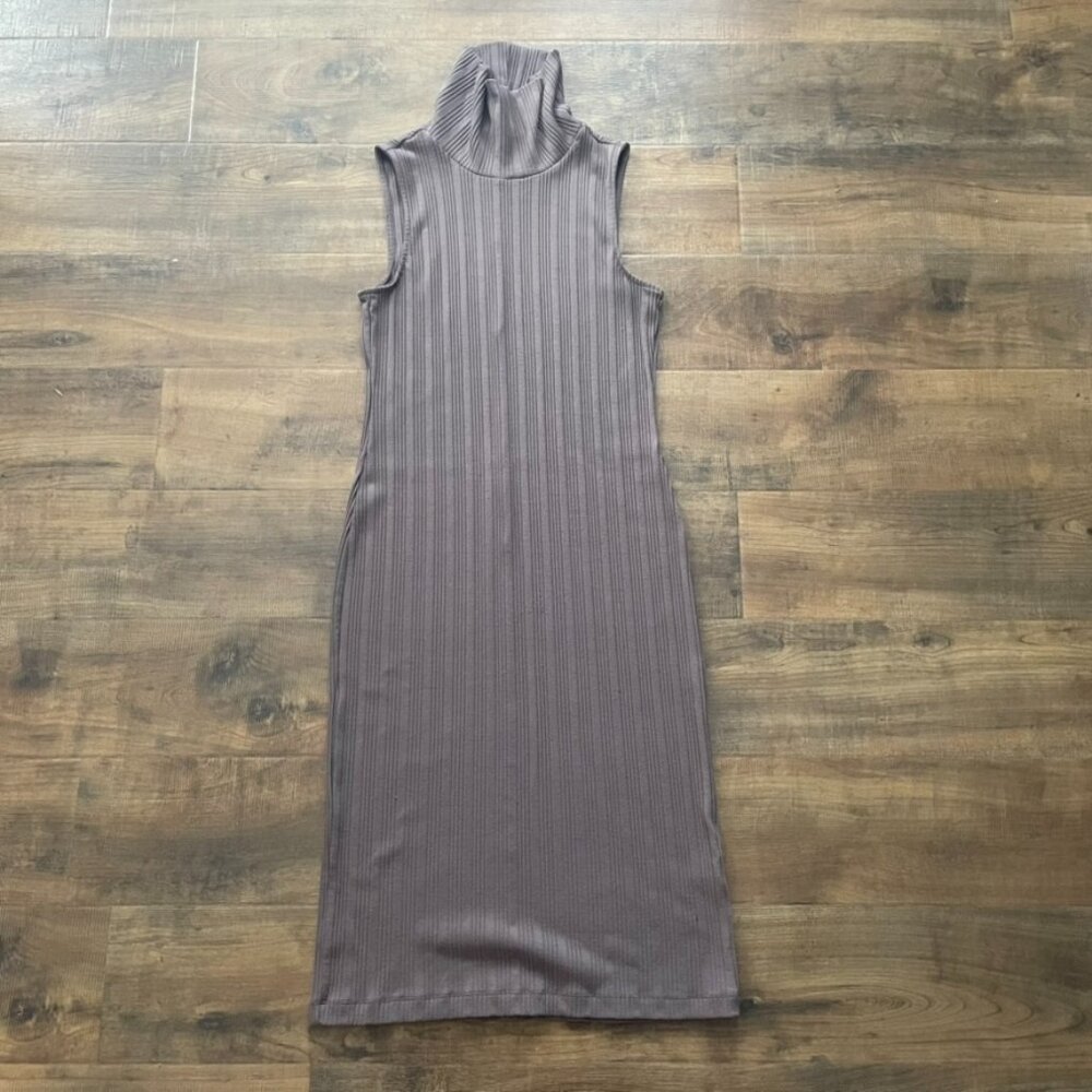 Nine West Ribbed Sleeveless Turtleneck Midi‎ Dress Size L